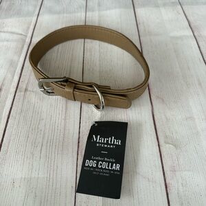 Martha Stewart Beige Dog Collar Leather Buckle Sz 20 Neck Size 18 -21  in